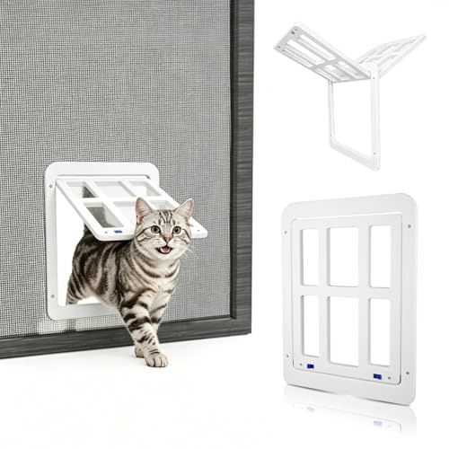 PETLESO Haustierklappe für Fliegengitter Hundeklappe mit Magneten Katzenklappe Fliegengittertür Einfache Installation für Katzen/Hunde-Schwarz (21cm x 24.5cm)