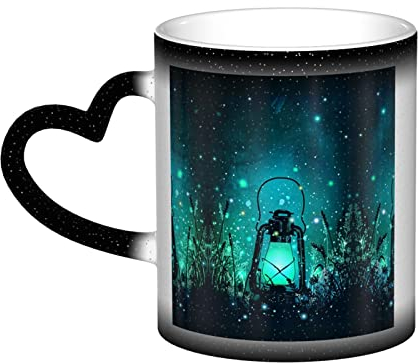 BURGHR Glühwürmchen und Laterne Wärme Farbwechsel Kaffeetasse, Sternenhimmel Farbwechsel Tasse Keramik Trinkbecher Neuheit Geschenk