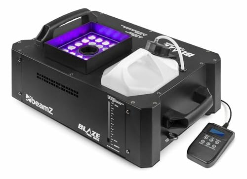 Beamz BLAZE1800 - Máquina de Humo Vertical y Horizontal RGBA, 1800 W, 24 Leds de 4 W, Tanque de 2,8 L, con indicador, DMX o Modos autónomo, Ideal para Crear Fiestas de DJ o conciertos