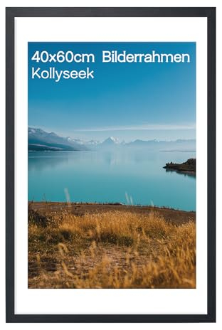 kollyseek Bilderrahmen 40x60 cm aus MDF und Acrylglas Schwarz Bilderrahmen holz,zum Aufhängen & Aufstellen, Wohnzimmer zum Stellen und Hängen, Schwarz Dekorahmen