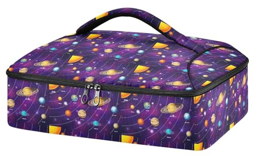 Mnsruu Bright Planets of Solar System Casseruola per cibi caldi o freddi, borsa termica per casseruole con coperchio, per viaggi, feste, picnic, Pianeti luminosi del sistema solare, Taglia unica
