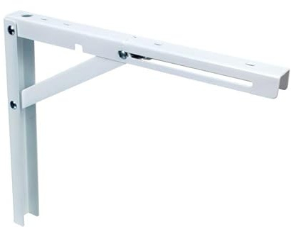NAJDER Klappkonsole Regalträger 40cm, Regalwinkel, Konsole Regal-Halterung, Regalhalter, Klappregalhalterungen, Träger, Bodenträger Klappbar, Tragkraft 100kg, Weiß (2 Stück)