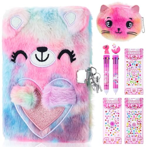 Invalidism Bear Secret Diary for Girls, Kids Stationary Sets Girls Stationary Sets for Girls Secret Diary with Lock and Pen Girls Stationary Gift Sets for 6-13 Year Old Girls Notebooks for Girls