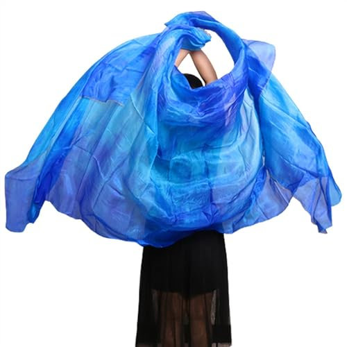 Bauchtanz Schleier Bauchtanz-Schleier aus Seide, Schal, Damenschal, Kostümzubehör, handgefertigt, gefärbter reiner natürlicher Seidenschleier. Bauchtanz Schleier Halbrund ( Color : Color 10-YE , Size