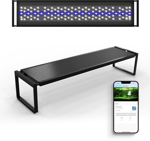 FZONE Luce Acquario Led Con Controllo Tramite APP, Spettro Completo Per Acquari Piantumati Da 18-24, Timer Alba/Tramonto, 24W (Light45 | For 17.7-23.6 inch tank)