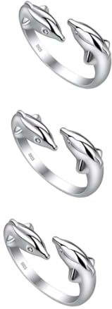 SOIMISS 3stücke Delfin Öffnungsring Aus Silber Verstellbarer Finger Schmuck Für Damen Elegante Fingerdekoration Für Feste Und Besondere Anlässe