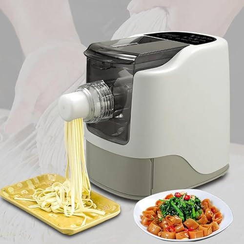 HmLotd Electric Pasta Maker, Automatic Noodle Machine, Comes with Storage Drawer and Removable Gasket with 6 Different Moulds Easy to Clean for Kitchen Restaurant