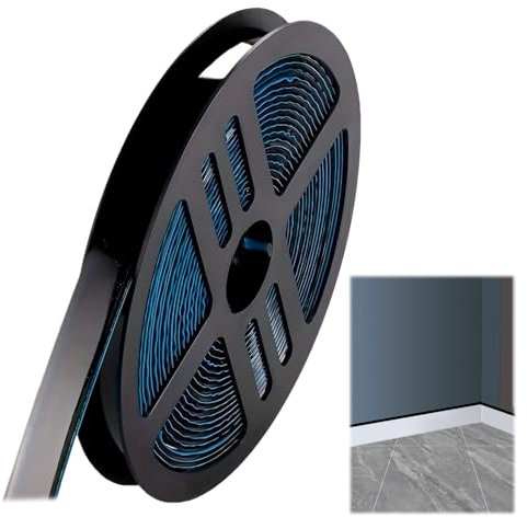 Black Silicone Bathroom Sealant Strip - 8mm Self-Adhesive Waterproof Caulk Tape for Ceramic Tile, Bathtub, Corner Floor, Stove, Sink with Decorative Trim (6m)