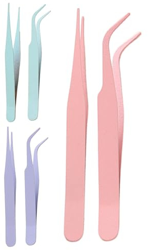 Pince à Épiler Stickers Nail Art Ongles avec Extensions De Cils Droite Haute Qualité pour Scrapbooking - 6 Pièces avec Couverture Coude Autocollants