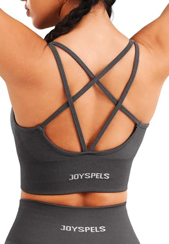 JOYSPELS Womens Seamless Longline Sports Bra, Yoga Top with Removable Pads | Slim Strap, 4-Way Stretch, Crop Top for Gym, Workouts & Running. Soft, Breathable & Supportive