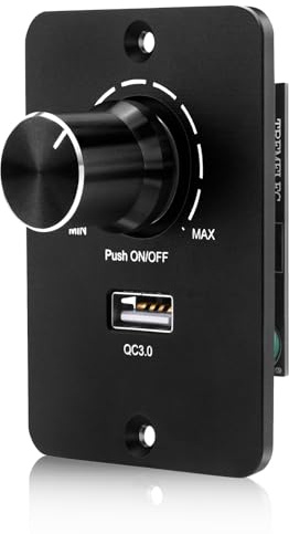 DC 12-24V LED Dimmer PWM Dimmschalter, WIYETY LED Dimmer mit USB-Schnellladen QC 3.0, 5A 3 Drähte Dimmer für Wohnmobil Boot LKW Wohnwagen Anhänger Leuchte, einfarbige LED Streifen