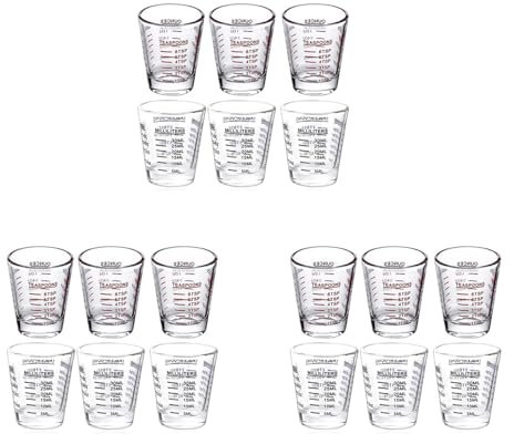 GNURBDILFO 18 Piezas Medidora Espresso Vaso de Chupito LíQuido Vaso Pesado Copa de Vino 26-Medición Incremental 1 Oz, 6 Cucharaditas, 2 Cucharadas, 30 Ml
