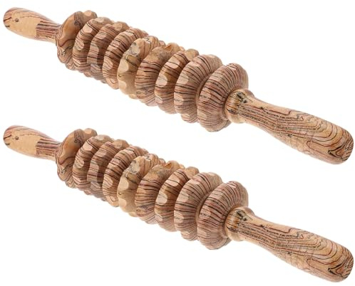 DEARMAMY 2stücke Holzroller Massage für Muskelentspannung Bauchmassagegerät als Entspannungsmassagegerät für Zuhause und Unterwegs