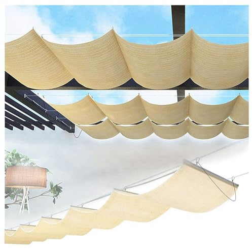 Velas de Sombra retráctiles con Forma de Onda, Techo corredizo con Forma de Onda, Cubierta de pérgola, Vela de Sombra, toldo de Alambre Deslizante, Permeable al Agua y con Bloqueo
