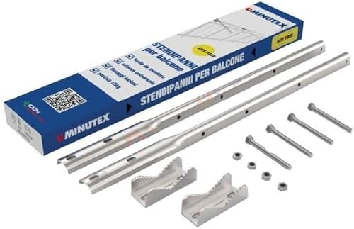 Generico Stendibiancheria da Balcone in Acciaio Zincato, Fissaggio a Ringhiera, Kit Completo per Installazione