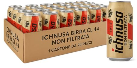 24 Lattine Birra Non Filtrata da 44cl – Lager Italiana Torbida con Lieviti Naturali in Sospensione, Gusto Pieno e Morbido, Tradizione Brassicola Sarda, Birra Artigianale per Ogni Occasione