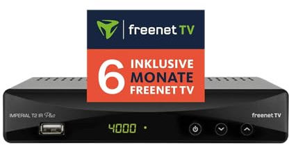 Imperial T2 IR Plus – Récepteur DVB-T2 (récepteur pour télévision par antenne, HDMI, SCART, Fonction Enregistrement PVR, inclut 6 Mois de Freenet TV) – Noir