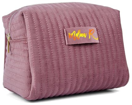 Individuelle Samt-Kosmetiktasche for Frauen, Personalisierte Schminktasche Mit Namen, Reise-Kulturtasche, Kosmetiktasche, Geschenk for Mädchengeburtstag, Hochzeit, Brautjungfer(Dirty pink)