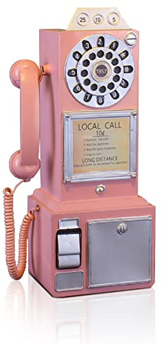 Telefono antico – telefono fisso rotante modello vintage classico telefono puntelli retrò da parete artigianato ornamenti bar bar decorazione cabina finestra