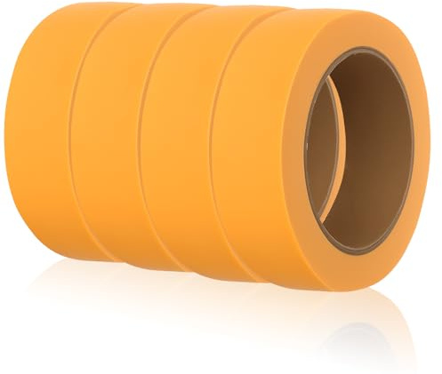4 Rollen Goldband Abdeckband Malerkrepp 30mm x 50m, Abklebeband Maler Kreppband 30mm, Goldband Klebeband Profi, Masking Tape, Malerband Selbstklebend für Scharfe Farbkanten, Rückstandsfrei Entfernen