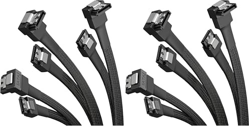 KabelDirekt – 3x SATA-3-Kabel 6 Gb/s – 60 cm, 90° gewinkelt (Datenkabel, 6 Gbit/s, SATA-III/Serial-ATA, L-Stecker, Set aus 3 Kabeln, verbindet Festplatten/SSDs/Laufwerke mit dem Mainboard, schwarz)