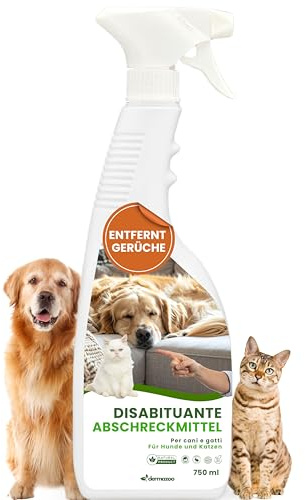 Dermazoo Spray repelente de gatos y perros, 750 ml, spray antiorina para perros y gatos, para jardín y apartamento, spray antiarañazos, aerosol para gatos, para muebles y exteriores