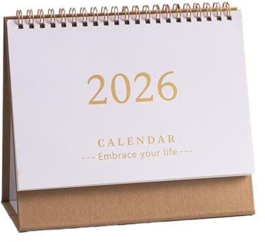 Calendario de escritorio – 2026 planificador de escritorio de papel de 12 meses | Planificador creativo para horario dn, fecha diaria, check-in, vacaciones, cumpleaños, oficina, escuela, estudio, etc