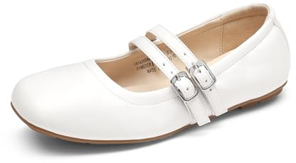 DREAM PAIRS Ballerine Bambina Mary Jane | Slip-on Suola flessibile, memory foam, punta ampia, tallone imbottito, chiusura a strappo regolabile.