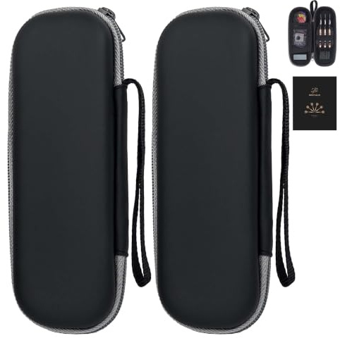 centaur 2 Pack EVA Darts Case, Carrying Case for Steel or Soft Tip Darts | Holds 3 Darts and Extra Accessories, Built-in Storage Tubes and Pockets for Flights, Tips, Shafts ect（Black Grey）