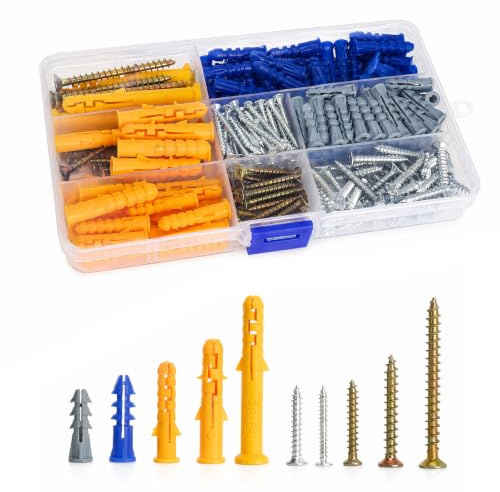 Kit tacos y tornillos 270 piezas 5 medidas con caja organizadora