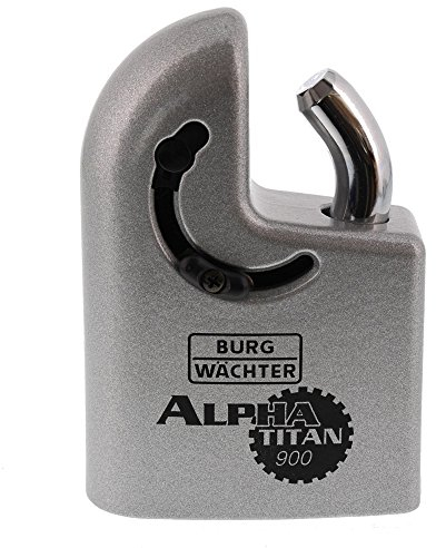 Burg-Wächter Vorhangschloss, Sicherheitsschloss, Schlosskorpus ohne Zylinder, 14 mm Bügelstärke, Aufbruchschutz, Kneifschutz, Gehärtet, Titan 900 85 V
