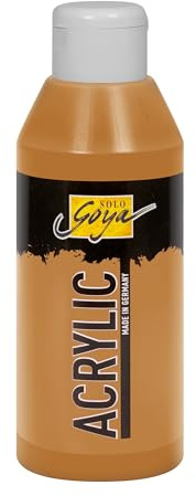 KREUL 84234 - Solo Goya Acrylic goldocker, 250 ml Flasche, cremige vielseitig einsetzbare Acrylfarbe in Studienqualität, auf Wasserbasis, schnell und matt trocknend, gut deckend, wasserfest