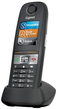 Gigaset E630 - Robustes Schnurloses DECT-Telefon - Mobilteil für Werkstatt - stossfest, staubresistent & wasserabweisend (IP65) - Vibrationsalarm - Lautstärkeregelung, schwarz [Deutsche Version]