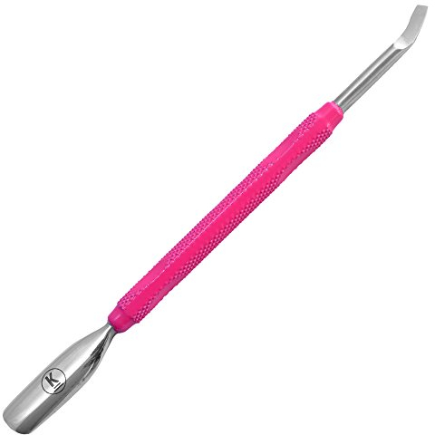 K-Pro Nagelhautschieber Edelstahl Pink – 2-in-1 Maniküre Werkzeug mit Cuticle Pusher & Nagelreiniger, Anti-Rutsch Griff, für Damen & Herren, Gelspatel für Fingernägel & Nagelpflege