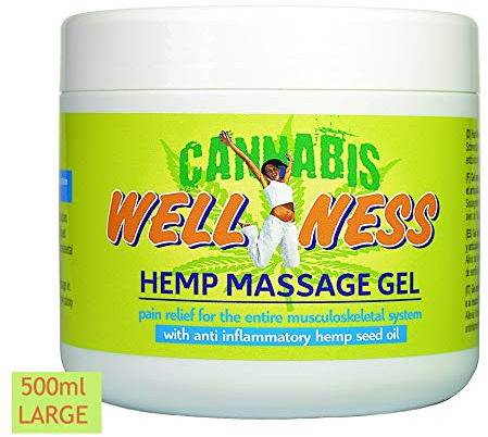 WELLNESS HEMP GEL al CAÑAMO 500ml Pomada Antiinflamatoria Alivia el Dolor | Suaviza Músculos y Articulaciones , Mejora Dolores de Espalda Rodilla y Cuello