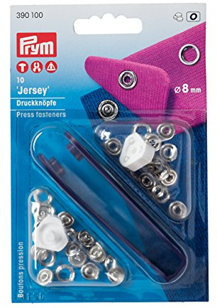 PRYM 390100 Nähfrei 10 Jersey-Druckknöpfe Werkzeug, 8 mm silberfarbig, Silber