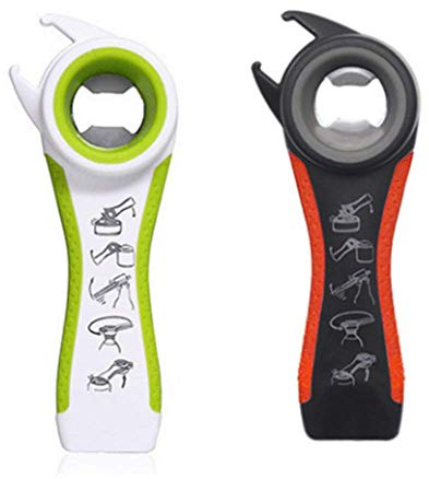 2 pcs 5 In 1 Multi Function Multi-function Can Jar Bottle Open/Tighten Bottle Jar Can Opener for Small Hands, Seniors or Anyone Who Suffers from Arthritis Good Kitchen Tool (black/white)