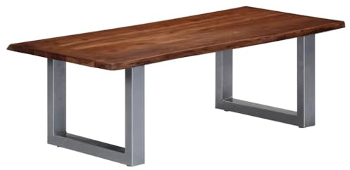 vidaXL Akazienholz Massiv Couchtisch mit lebenden Kanten Baumkante Beistelltisch Baumstamm Wohnzimmertisch Kaffeetisch Sofatisch Holztisch 115x60x40cm