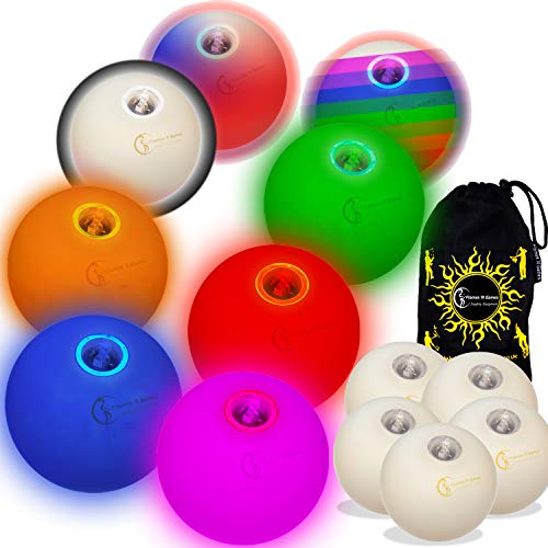 Flames 'N Games 5X Glow jonglierbälle Leuchtend, Led jonglierbälle - Profi LED bälle+ Reisetasche! (Verb Lassen)
