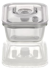 CASO VacuBoxx EM - eckig 600ml - extrem stabile Vakuumbehälter aus Borosilikatglas, BPA-Frei, hitzebeständig, spülmaschinenfest, gefriergeeignet, geschmacksneutral, genaue Datumseinstellung