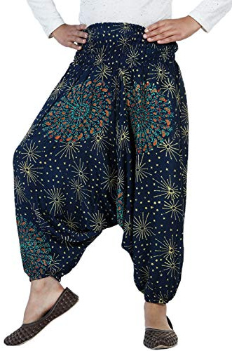 SARJANA Kids Rayon Mandala Harem Pants Children Girls Boys Boho Hippie Toddler Unisex Comfy Trouser with Pockets (Age (6-10 Years), Green)