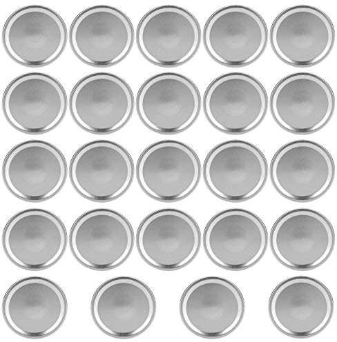 Jar Lids, 24Pcs Round Split-Type Lids Canning Jar Sealing Storage Covers for Regular Wide Mouth Jar(70mm-Silver)