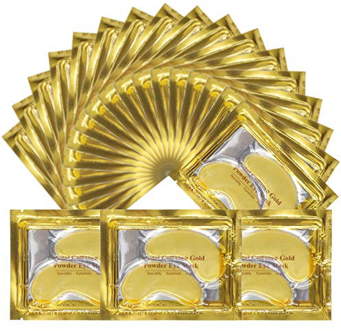 Premium Crystal 24K Gold Powder Gel Collagen Eye Mask 25 Pairs, Eye Treatment Masks for Women and Men, Moisturiser, Anti Aging, Anti Wrinkle, Remove Eye Bags, Dark Circles, Puffy Eyes