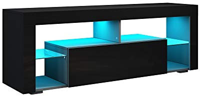 SONNI Mobile da TV 140x35x50.5 cm, Armadio per Supporto TV, Mobile Porta TV Orientabile Il Colore LED a Illuminazione, capacità di Carico 30 kg - Nero