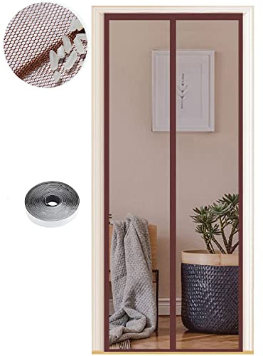 Magnetic Fly Screen Door, Hundreds of Sizes, 85 x 210cm, Anti Mosquito Mesh Curtain with Powerful Magnets, Insect Protection Door, Pure Brown