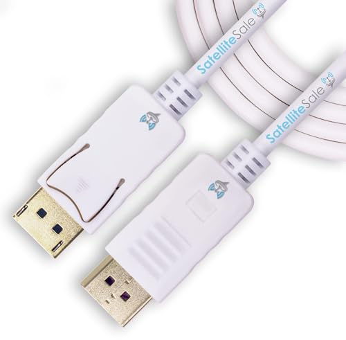 SatelliteSale Uni-Directional DisplayPort DP a HDMI 4K cable chapado en oro blanco 3 pies