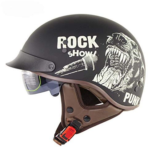 GAOZ Vintage Helmets Casco Scodella da Motociclista Mezzo Casco retrò Jet Unisex con Visiera Casco Aperto Faccia Chopper Cruiser Casco Protettivo Anticollisione Omologato ECE