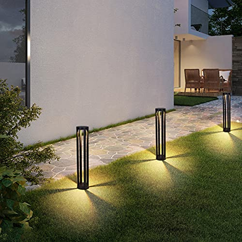 ACMHNC 15W LED Borne Lumineuse Exterieur Moderne Lampadaire Jardin avec Detecteur De Mouvement, IP65 Étanche Lampe De Jardin Noir en Aluminium pour Chemins, Pelouses, 3000K Blanc Chaud,1200LM,80cm