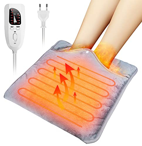 Qoosea Elektrischer Fußwärmer mit 6 Temperaturstufen, 4 Timing-Shutdown und Überhitzungsschutz - Elektrischer Fußsack für Winter und Bürogebrauch