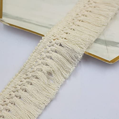 Yalulu 10 Yards Quaste Fransenborte Fransenband Quaste Trim Band Fringe Borte Fransen Quasten Trim Fransen Spitzenborte Dekoband für Kleidung,Kostüme,DIY Nähen (Beige)